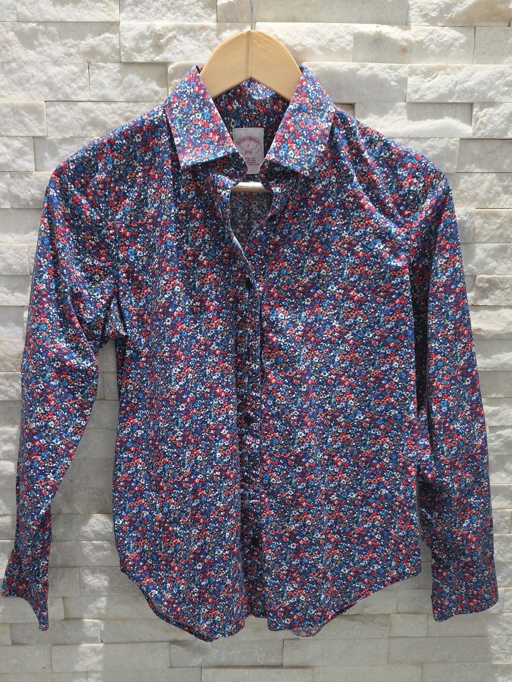Brooks Brothers Women's Floral Button-Up Shirt in Blue and Red